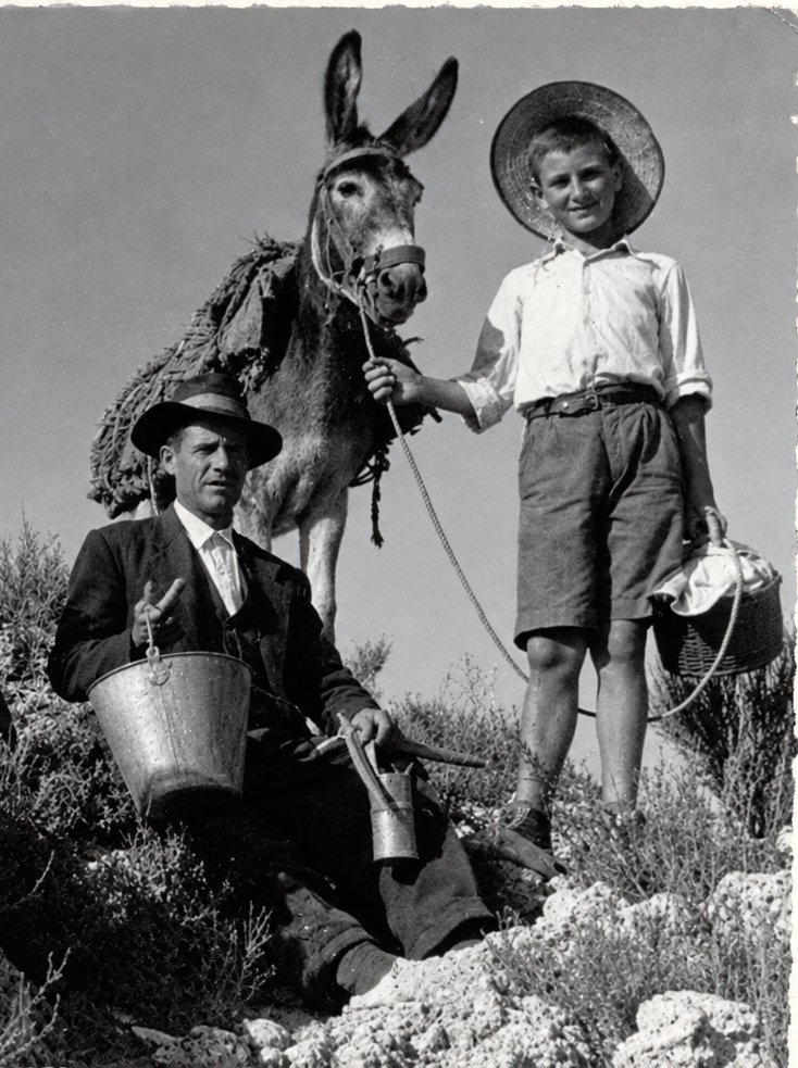 Miguel Almendros Alonso trabajando como arriero en las minas de mercurio del Cerro de Mansilla